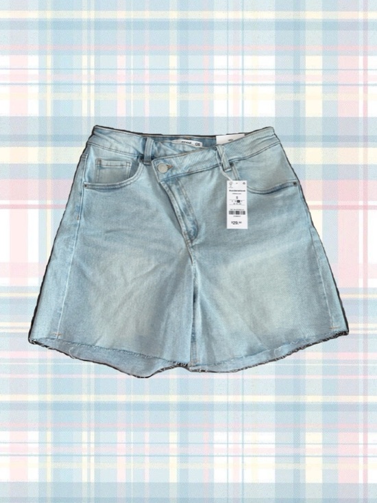 Ardene Pants - Ardene Light Blue Denim Crossover High-Rise Shorts